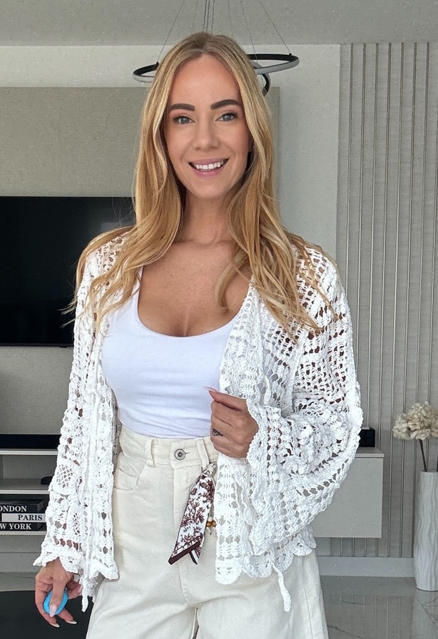 Kimberly Moon kardigán ecrü – Női kardigán – Innova Fashion